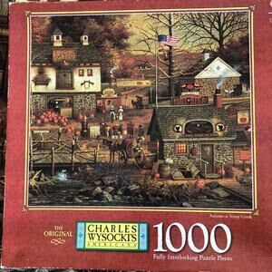 Charles Wysocki vintage 1000 piece puzzle “autumn at stony creek” Americana